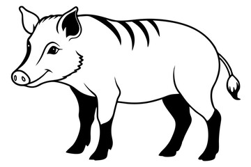 boar silhouette line art vector illustration with a white background
