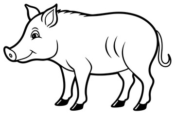 boar silhouette line art vector illustration with a white background
