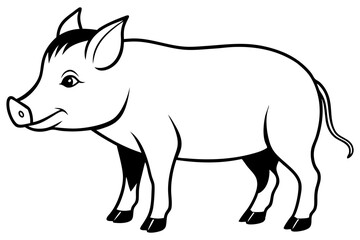 boar silhouette line art vector illustration with a white background