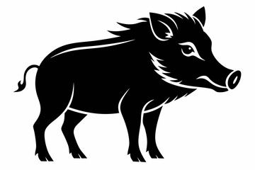 boar silhouette line art vector illustration with a white background