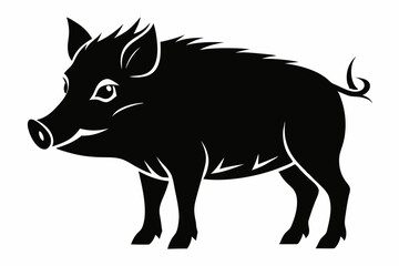 boar silhouette line art vector illustration with a white background