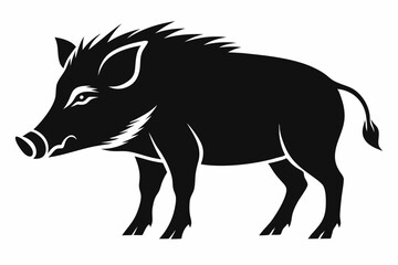 boar silhouette line art vector illustration with a white background