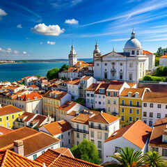 Fototapeta premium cityscape view on the old town in alfama district