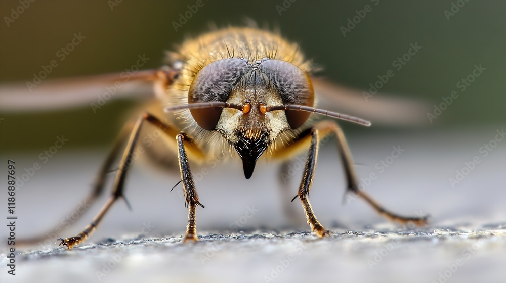 Poster Closeup Macro Shot of a Drone Fly on a Surface with Blurred Background : Generative AI