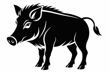 boar silhouette line art vector illustration with a white background