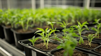 Growing Seedlings in Sustainable Indoor Nursery for EcoFriendly Farming : Generative AI