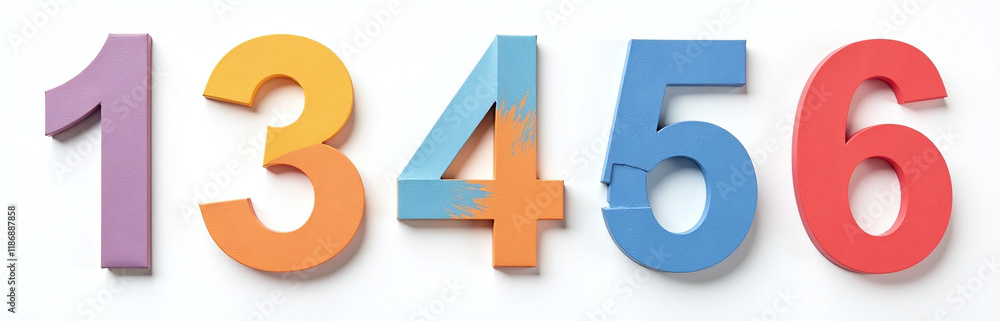 Aufkleber A Set Of Colorful Paper Numbers Isolated On A White Background With Transparent Png Image Overlay For Graphic Design Use. 00001