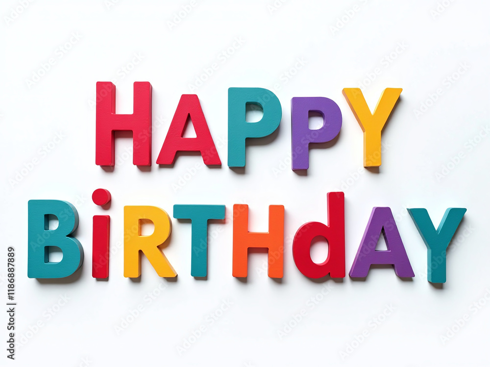 Aufkleber A Set Of Colorful Paper Letters Forming A Happy Birthday Message Isolated On A White Background In High Resolution Png Format. 00002