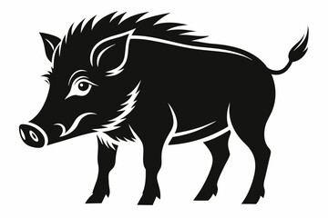 boar silhouette line art vector illustration with a white background