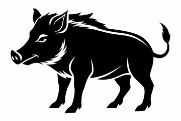 boar silhouette line art vector illustration with a white background