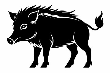 boar silhouette line art vector illustration with a white background