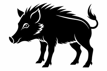 boar silhouette line art vector illustration with a white background