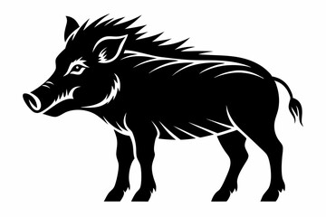 boar silhouette line art vector illustration with a white background