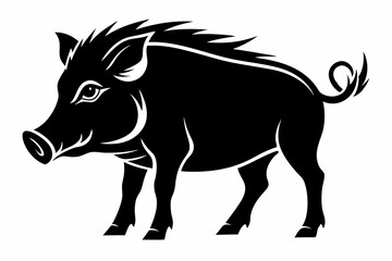 boar silhouette line art vector illustration with a white background