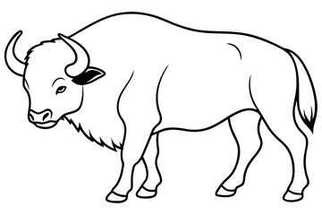 buffalo silhouette line art vector illustration with a white background