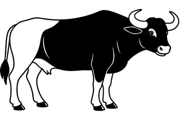 buffalo silhouette line art vector illustration with a white background