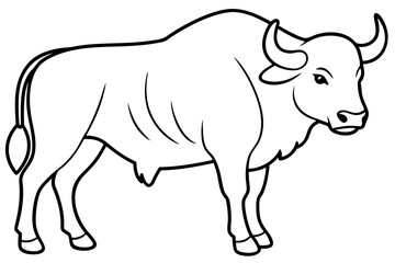 buffalo silhouette line art vector illustration with a white background