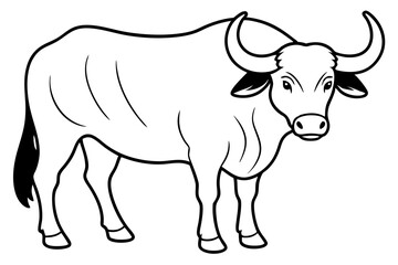 buffalo silhouette line art vector illustration with a white background