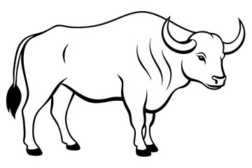 buffalo silhouette line art vector illustration with a white background