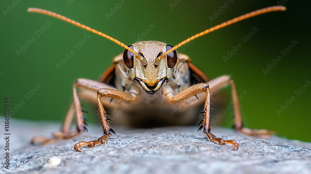 Aufkleber Closeup of Grasshopper on Rock Highlighting Intricate Details and Textures : Generative AI