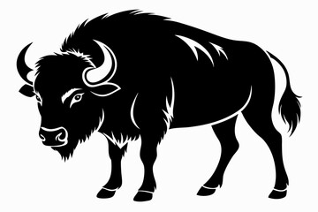 buffalo silhouette line art vector illustration with a white background