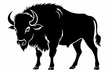 buffalo silhouette line art vector illustration with a white background