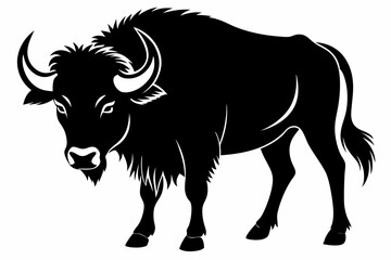 buffalo silhouette line art vector illustration with a white background