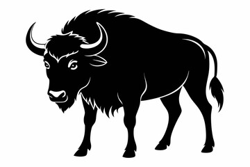 buffalo silhouette line art vector illustration with a white background