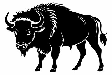 buffalo silhouette line art vector illustration with a white background