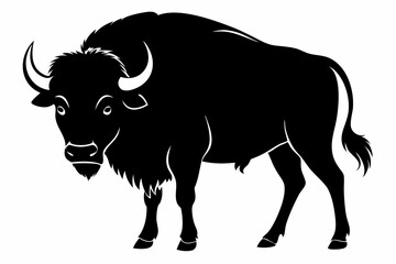 buffalo silhouette line art vector illustration with a white background