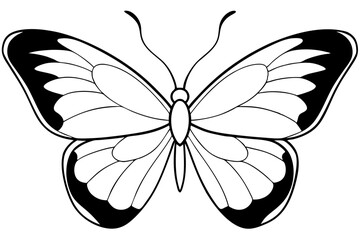 butterfly silhouette line art vector illustration with a white background