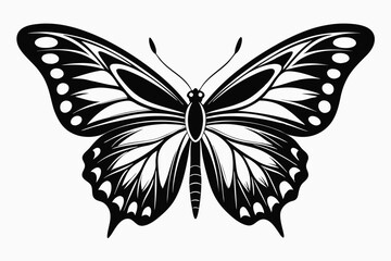 butterfly silhouette line art vector illustration with a white background