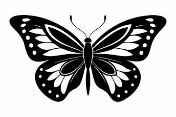 butterfly silhouette line art vector illustration with a white background