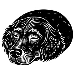 golden retriever dog black silhouette vector, dog sleeping vector, Simple silhouette Design vector icon with white background.