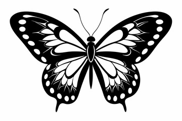 butterfly silhouette line art vector illustration with a white background