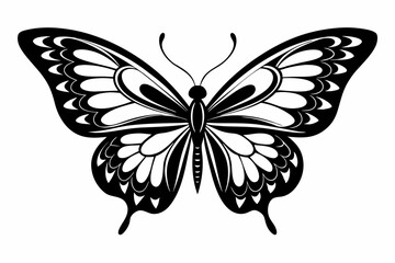 butterfly silhouette line art vector illustration with a white background