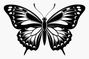 butterfly silhouette line art vector illustration with a white background