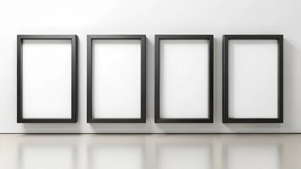 Four 8x10 thin black frames. 3D illustration.

