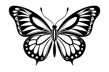 butterfly silhouette line art vector illustration with a white background