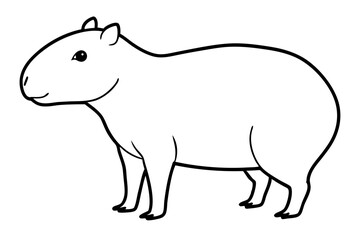 capybara silhouette line art vector illustration with a white background