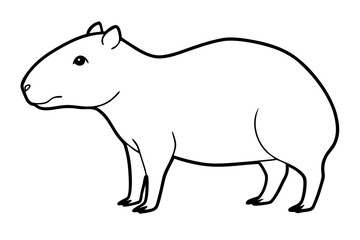 capybara silhouette line art vector illustration with a white background