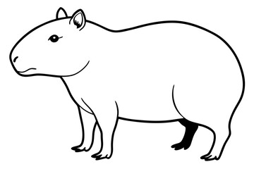 capybara silhouette line art vector illustration with a white background