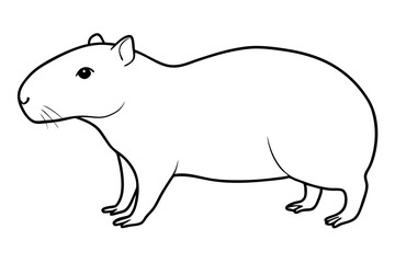 capybara silhouette line art vector illustration with a white background