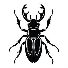 Stag Beetle silhouette vector illustration on white background