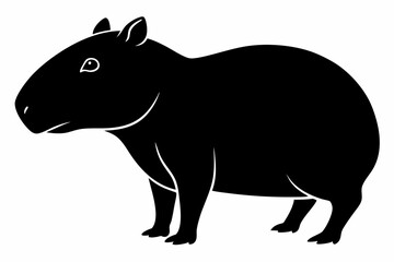 capybara silhouette line art vector illustration with a white background
