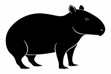 capybara silhouette line art vector illustration with a white background