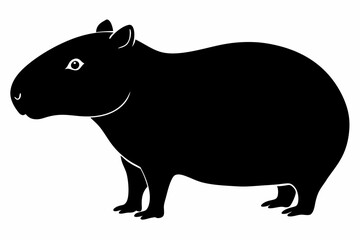 capybara silhouette line art vector illustration with a white background
