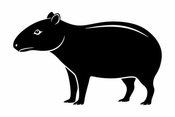 capybara silhouette line art vector illustration with a white background