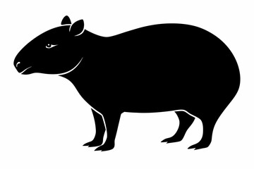 capybara silhouette line art vector illustration with a white background