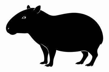 capybara silhouette line art vector illustration with a white background